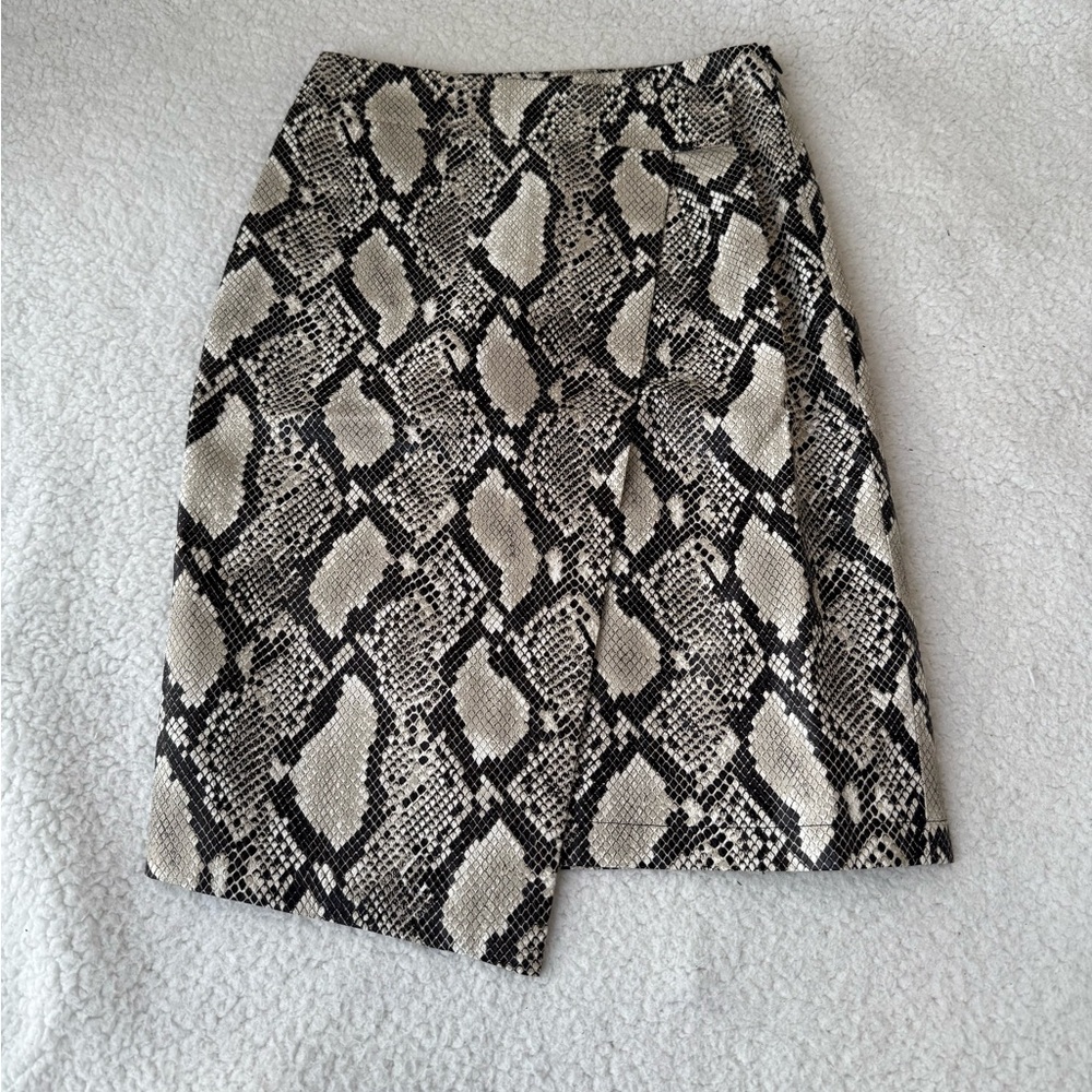 Choosy snakeskin faux wrap skirt